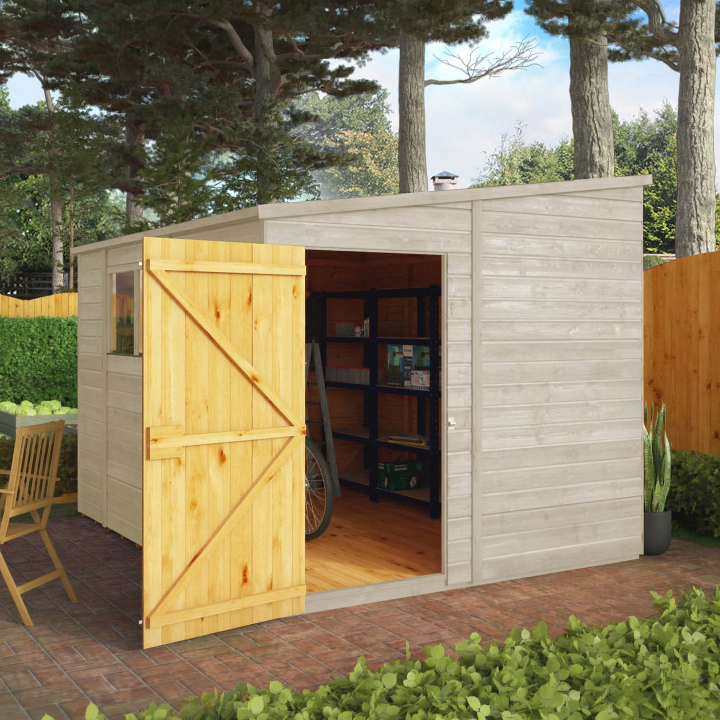 10 x 8 Ready Painted Woodsman Shiplap Pent Wooden Shed