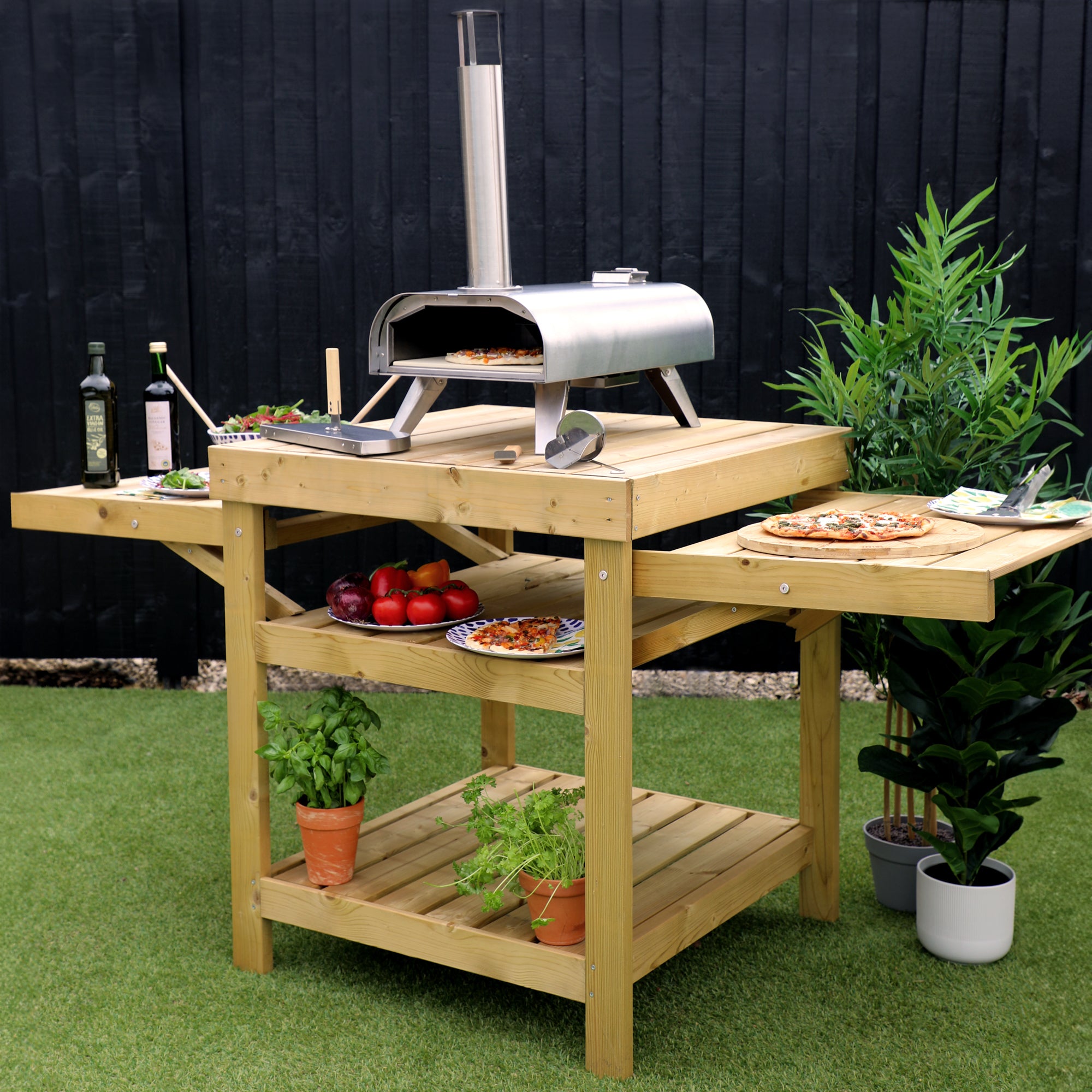 Pressure Treated Pizza Oven and BBQ Table