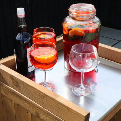 Some Pimm's on a timber outdoor kitchen