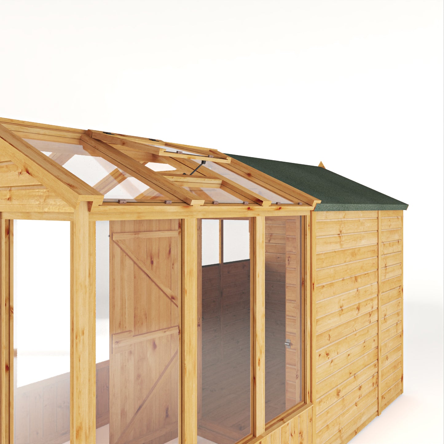 12 x 6 Woodsman Glass Combi Greenhouse with Shed
