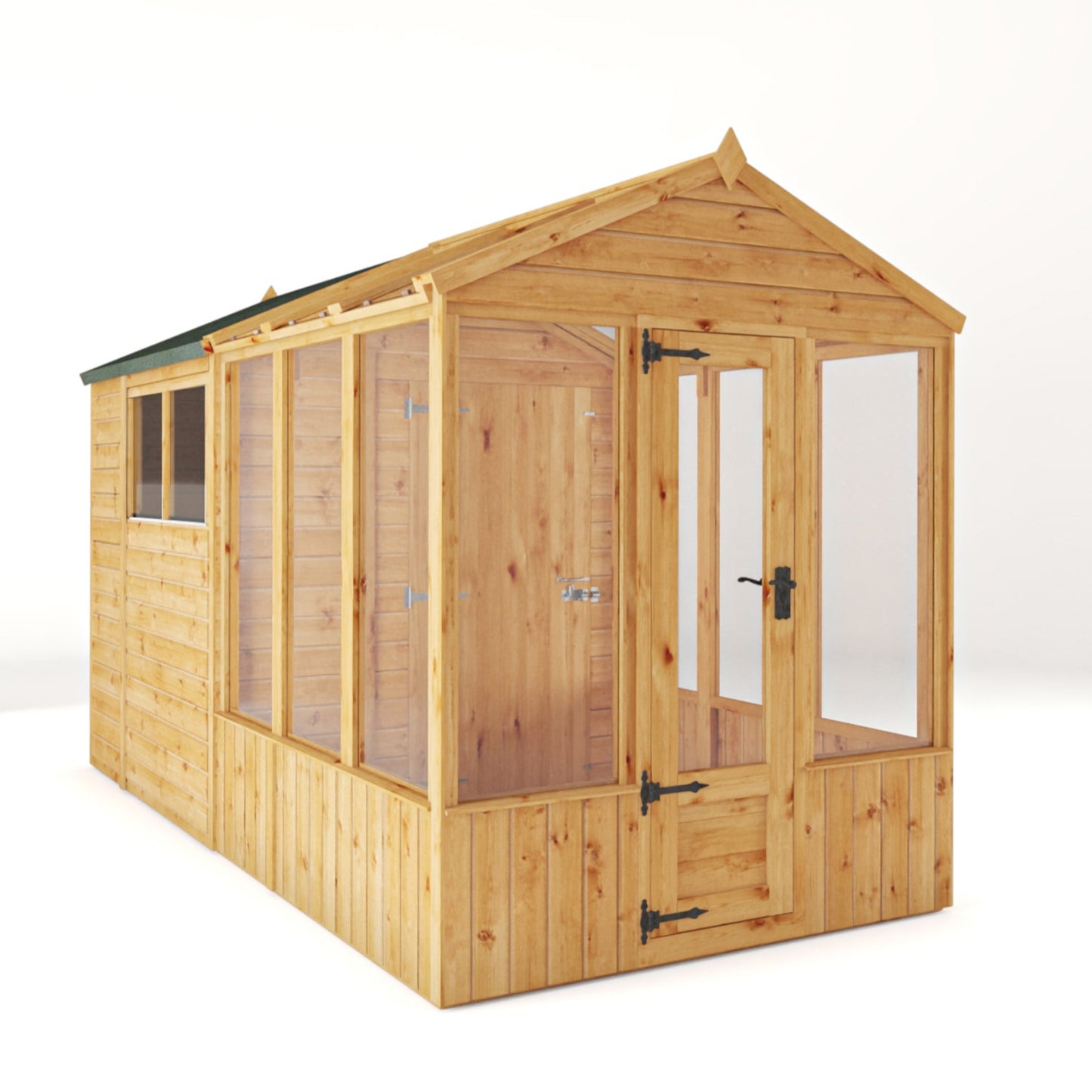 12 x 6 Woodsman Glass Combi Greenhouse with Shed
