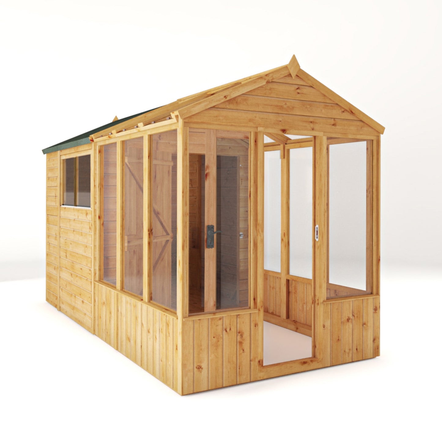 12 x 6 Woodsman Glass Combi Greenhouse with Shed