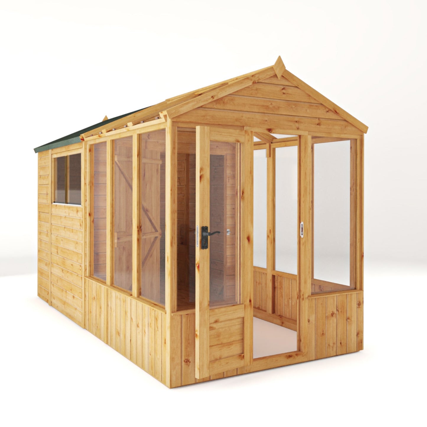 12 x 6 Woodsman Glass Combi Greenhouse with Shed