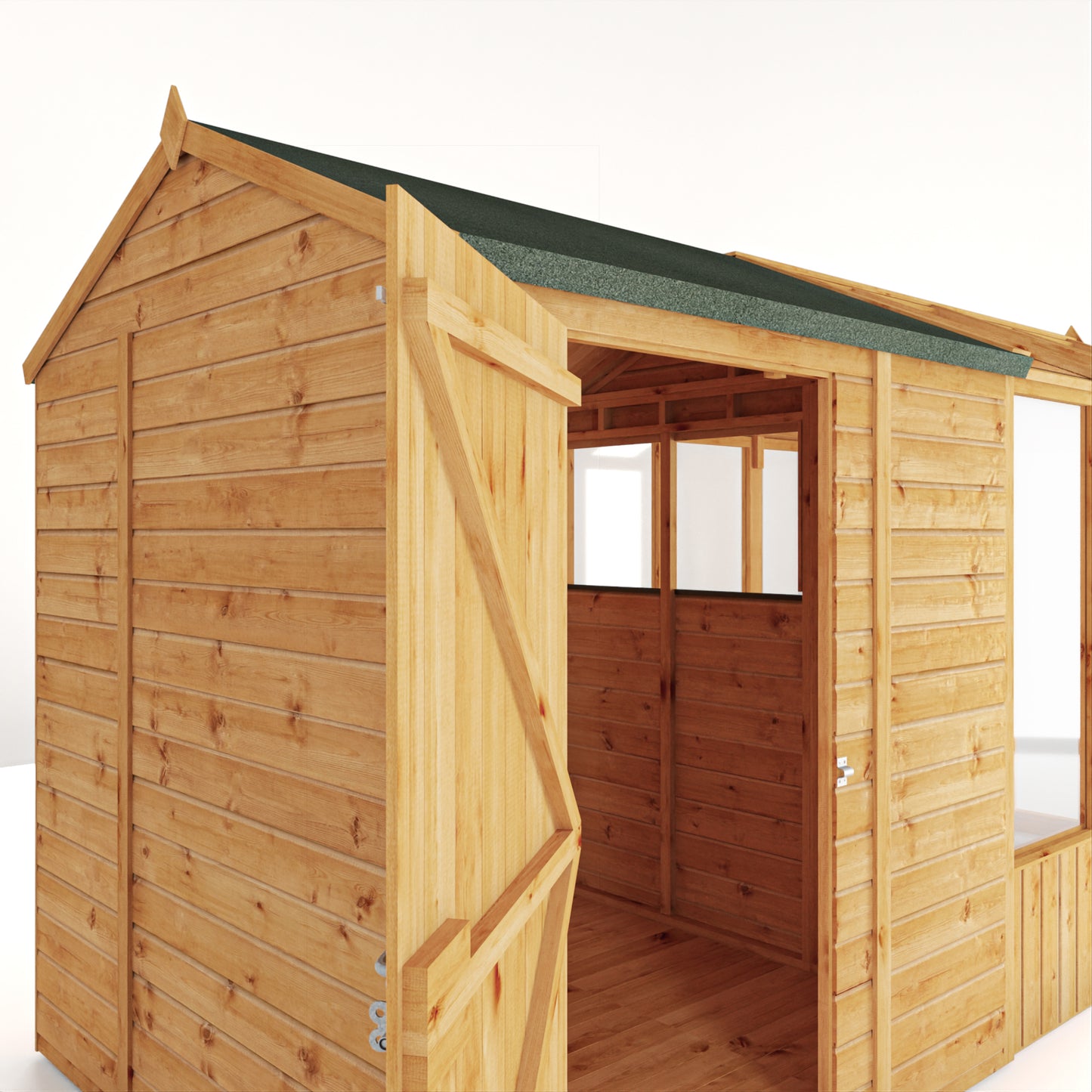 14 x 6 Woodsman Glass Combi Greenhouse with Shed