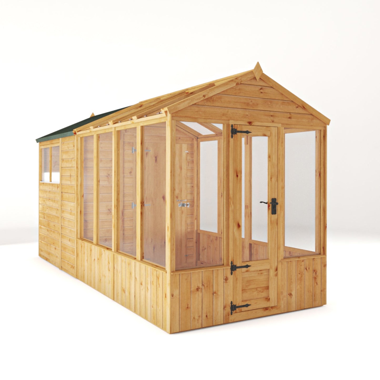 14 x 6 Woodsman Glass Combi Greenhouse with Shed