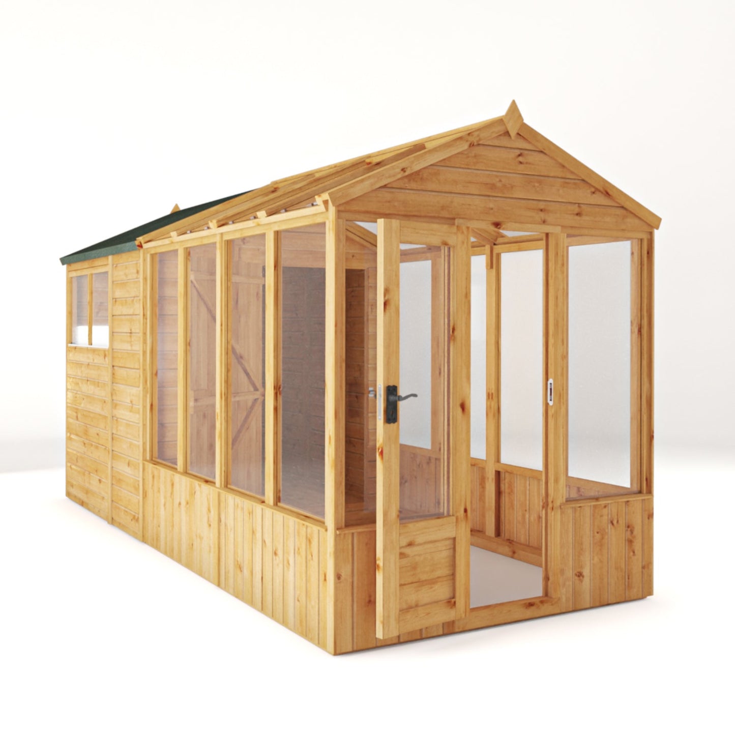 14 x 6 Woodsman Styrene Combi Greenhouse with Shed