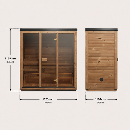 Novi Rose Premium Cube Outdoor Sauna - 3 Person