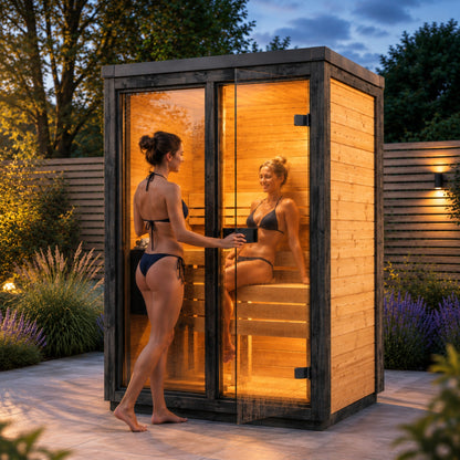 Novi Rose Premium Cube Outdoor Sauna - 2 Person