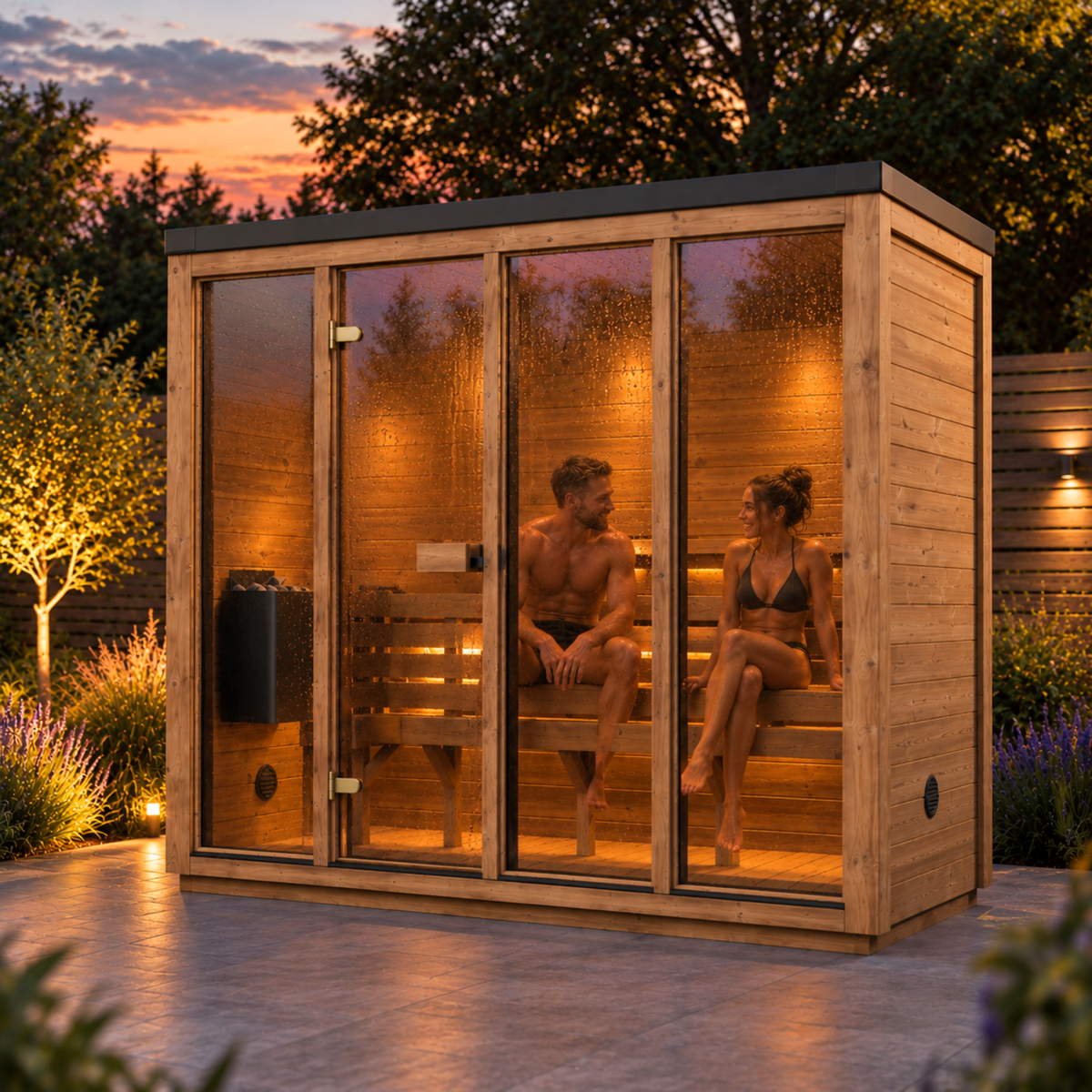 Novi Rose Premium Cube Outdoor Sauna - 4 Person