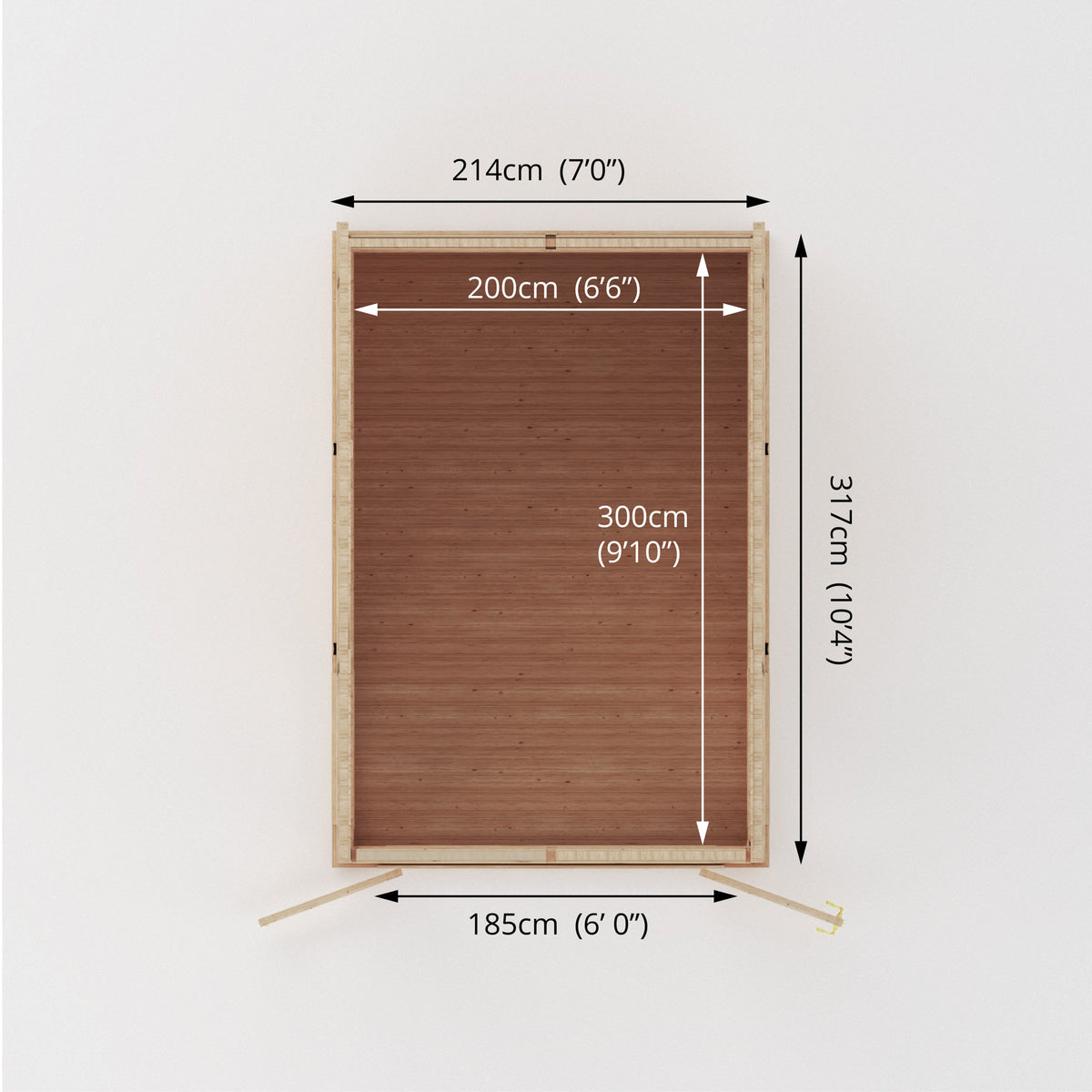2m x 3m classic insulated garden room birdseye dimensions