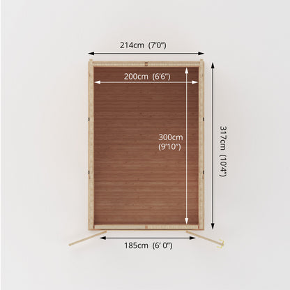 2m x 3m classic insulated garden room birdseye dimensions
