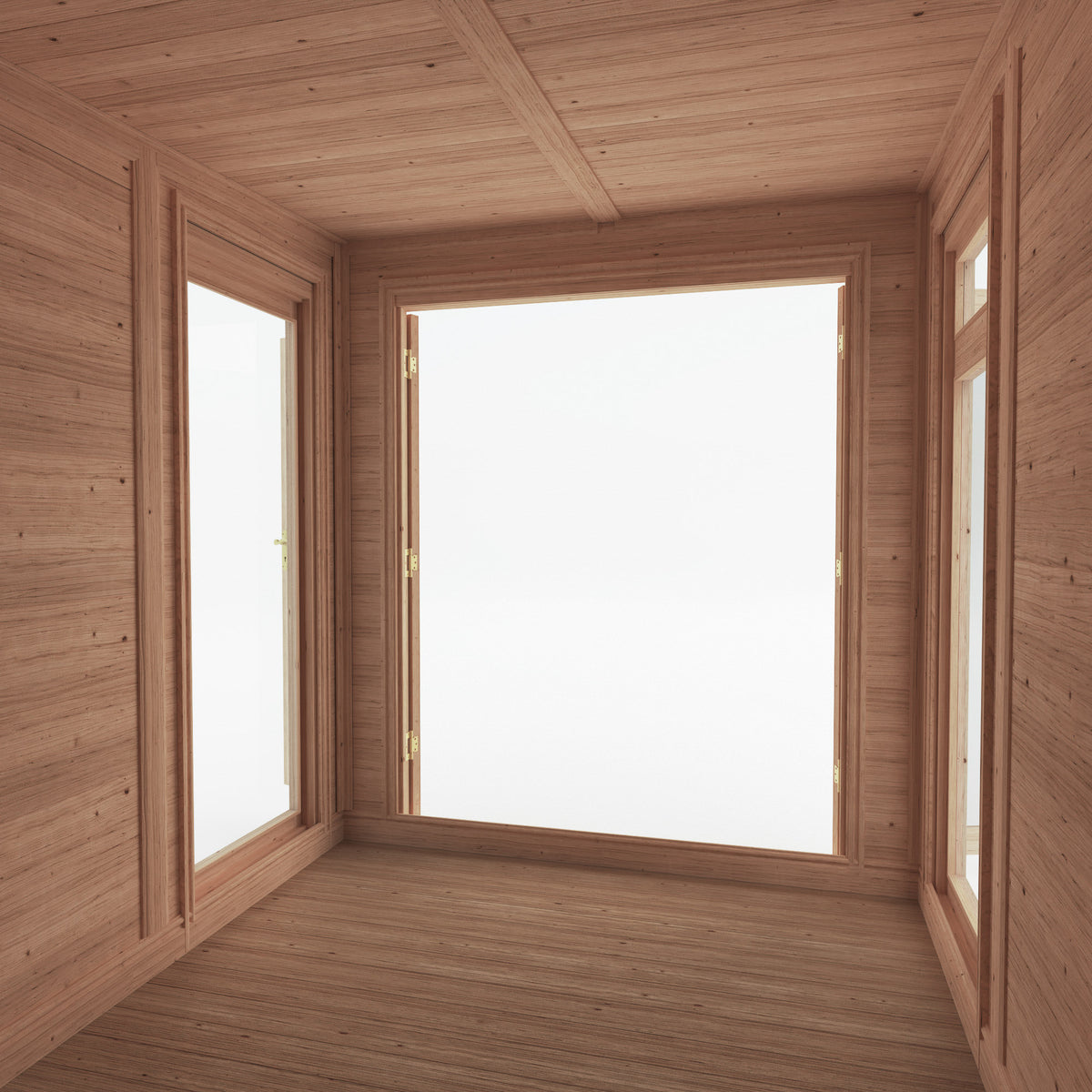 from the inside looking out of a 2m x 3m garden room