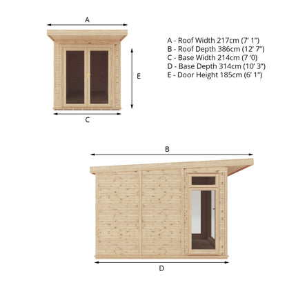2m x 3m Classic insulated garden room specification diagram
