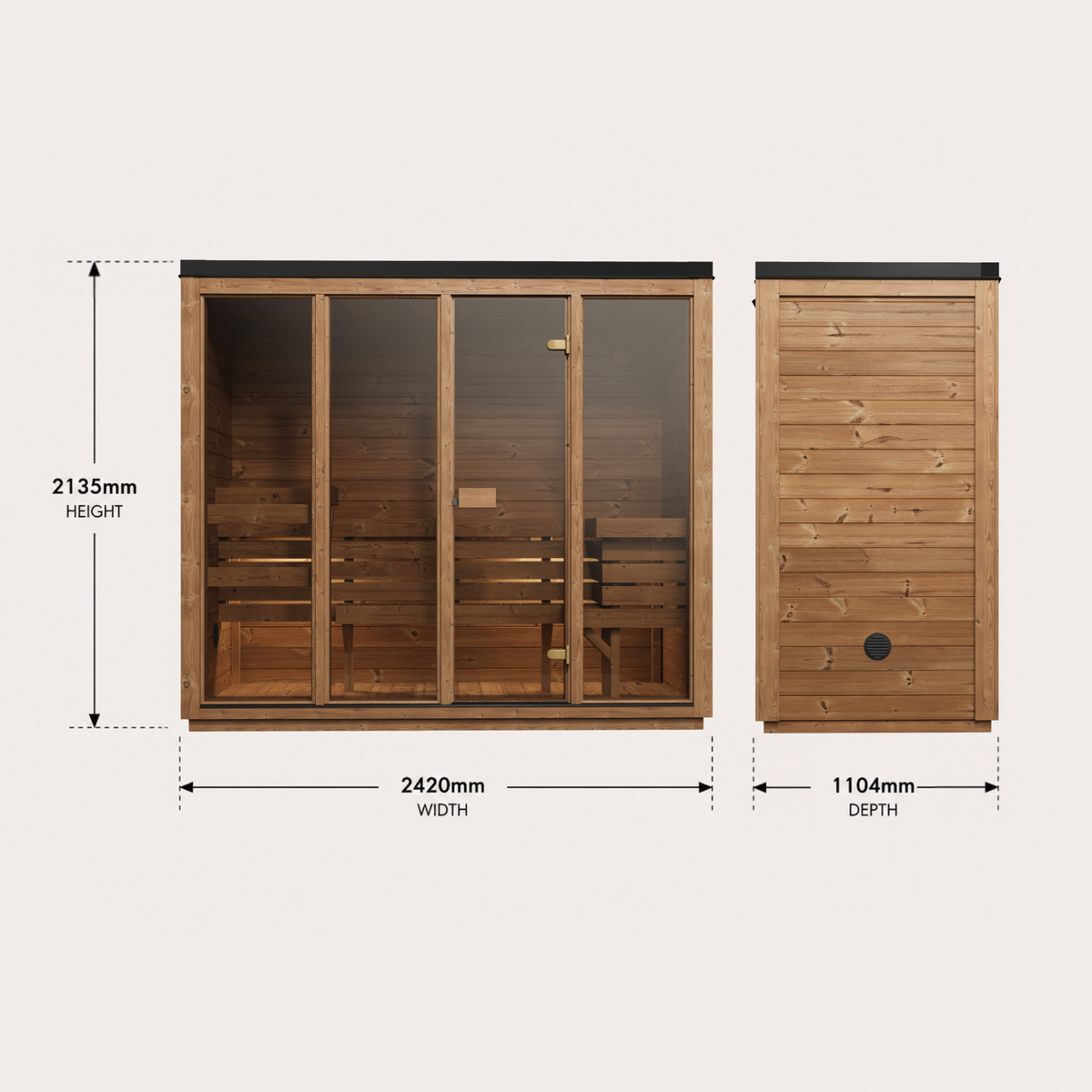 Novi Rose Premium Cube Outdoor Sauna - 4 Person