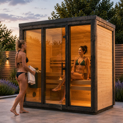 Novi Rose Premium Cube Outdoor Sauna - 3 Person