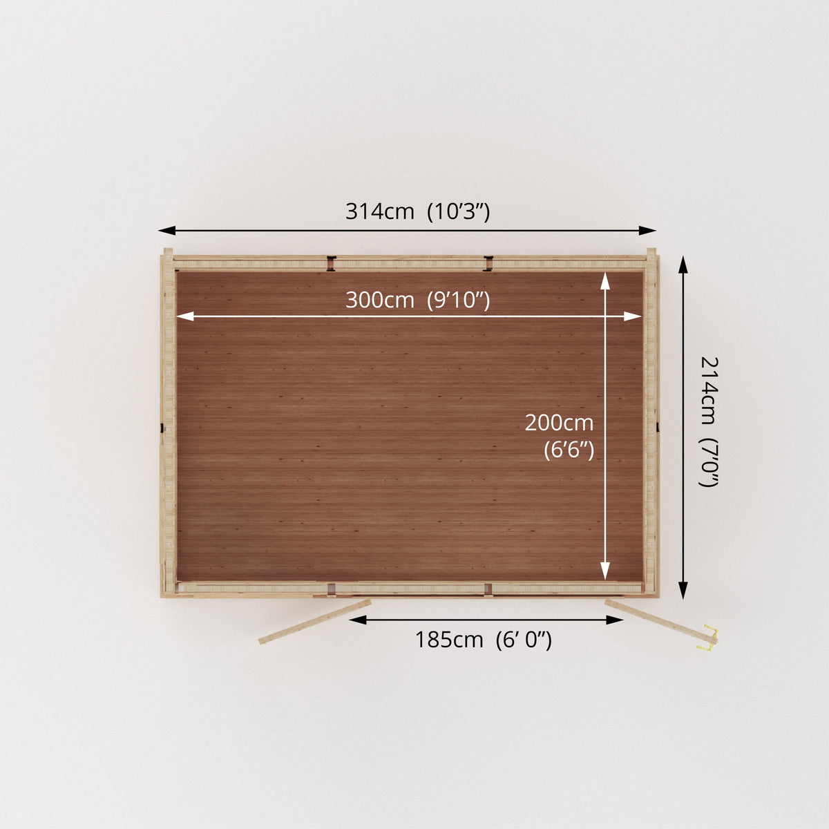 3m x 2m classic insulated garden room birdseye dimensions