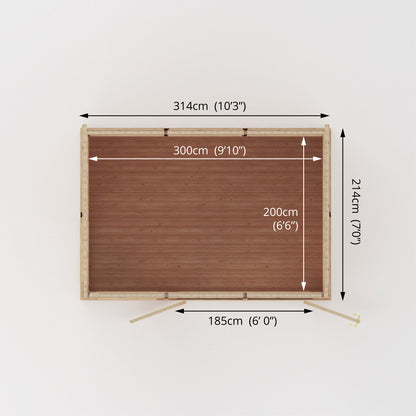 3m x 2m classic insulated garden room birdseye dimensions