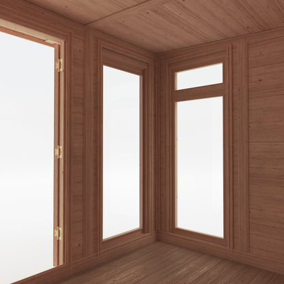 from the inside looking out of a 3m x 2m garden room