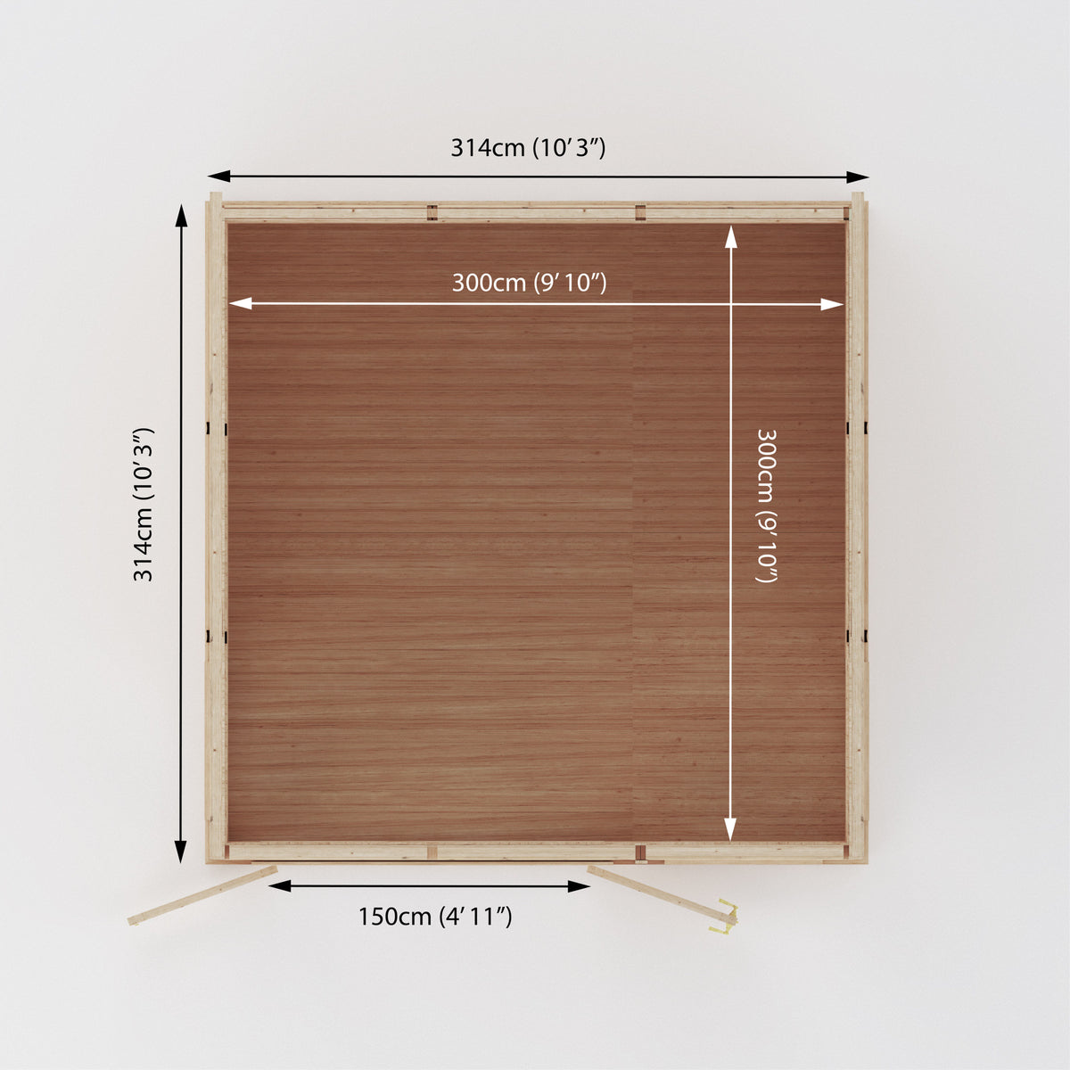 3m x 3m classic insulated garden room birdseye dimensions