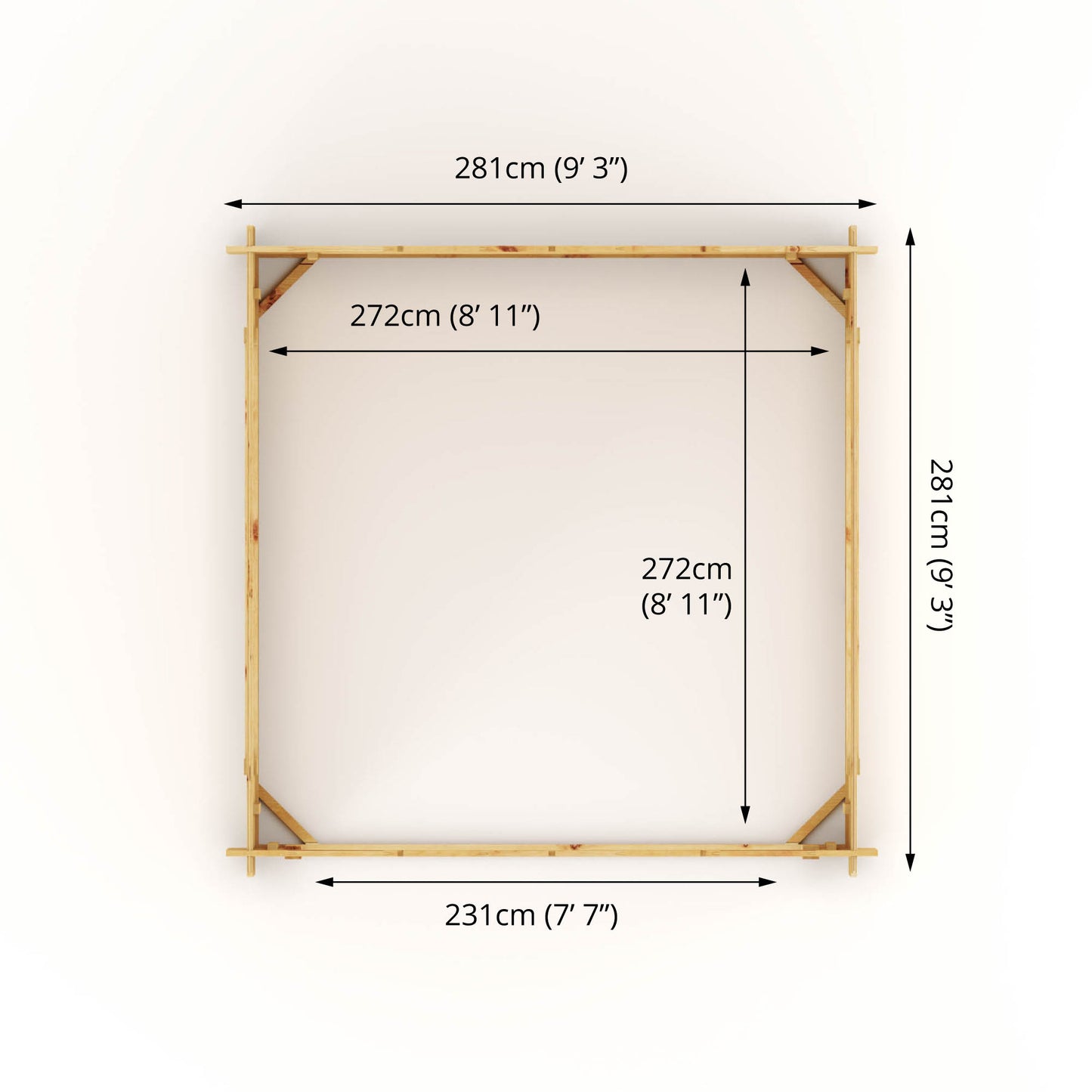 Dimensions of a gazebo made out of log cabin boards, ideal for a hot tub cover in the garden