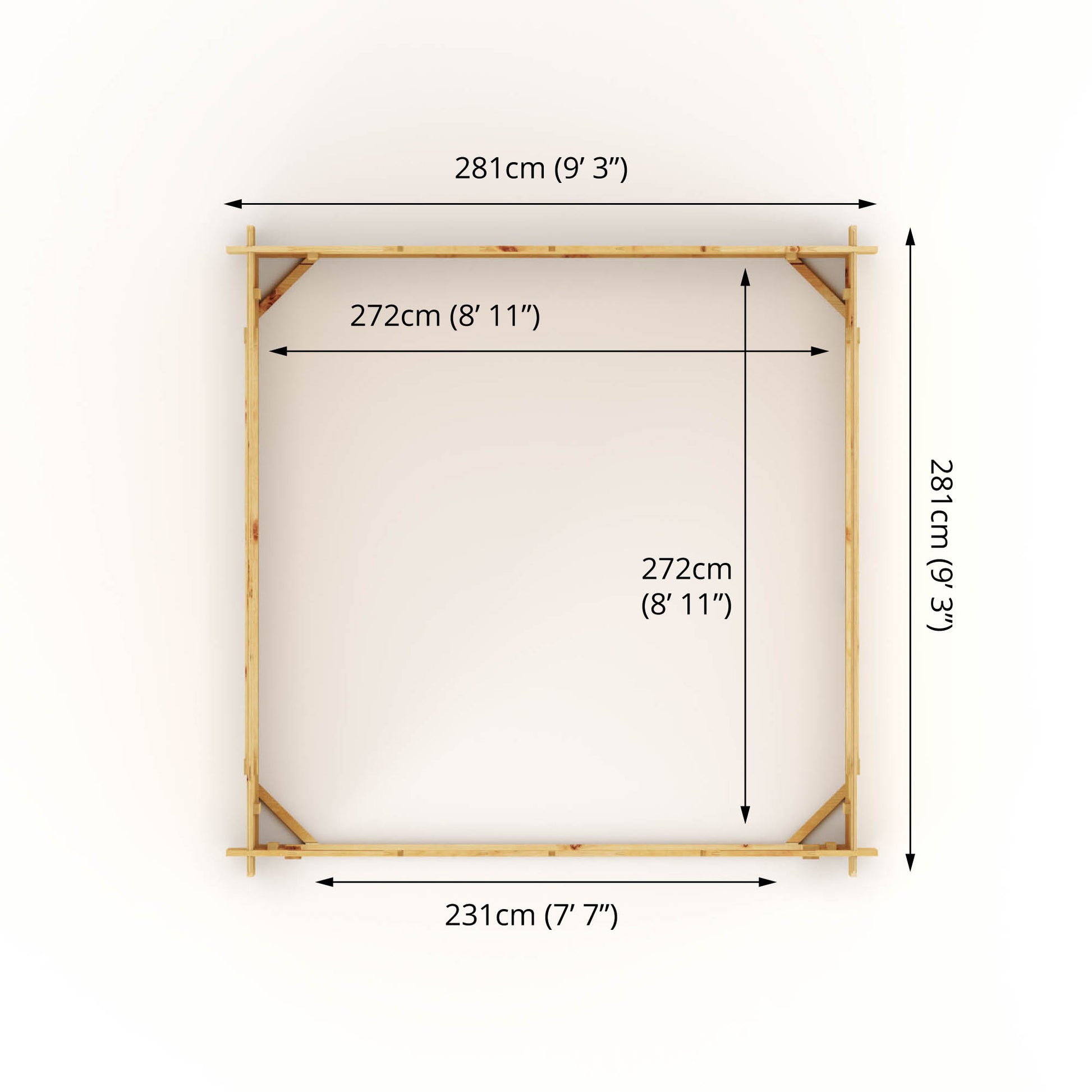 Dimensions of a gazebo made out of log cabin boards, ideal for a hot tub cover in the garden