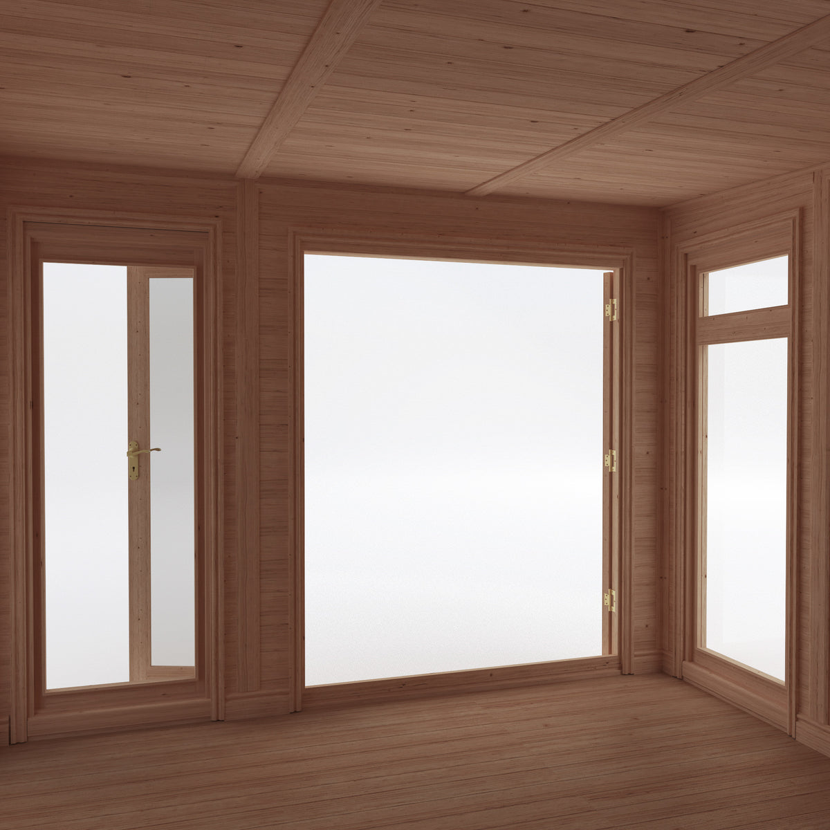 from the inside looking out of a 3m x 4m garden room