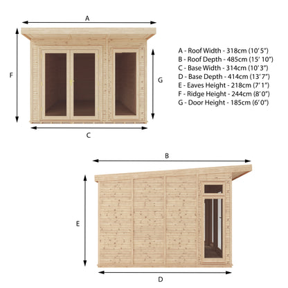 3m x 4m Classic insulated garden room specification diagram