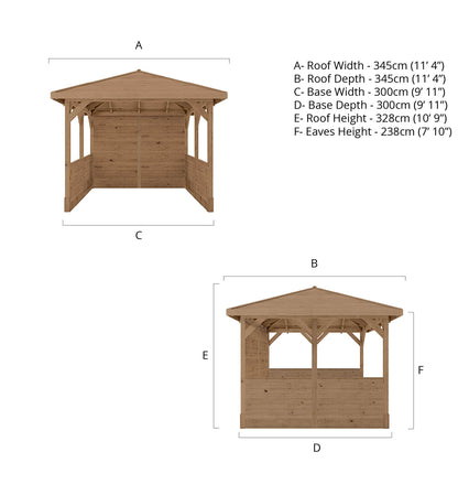 3m x 3m Pressure Treated Gazebo With Panels
