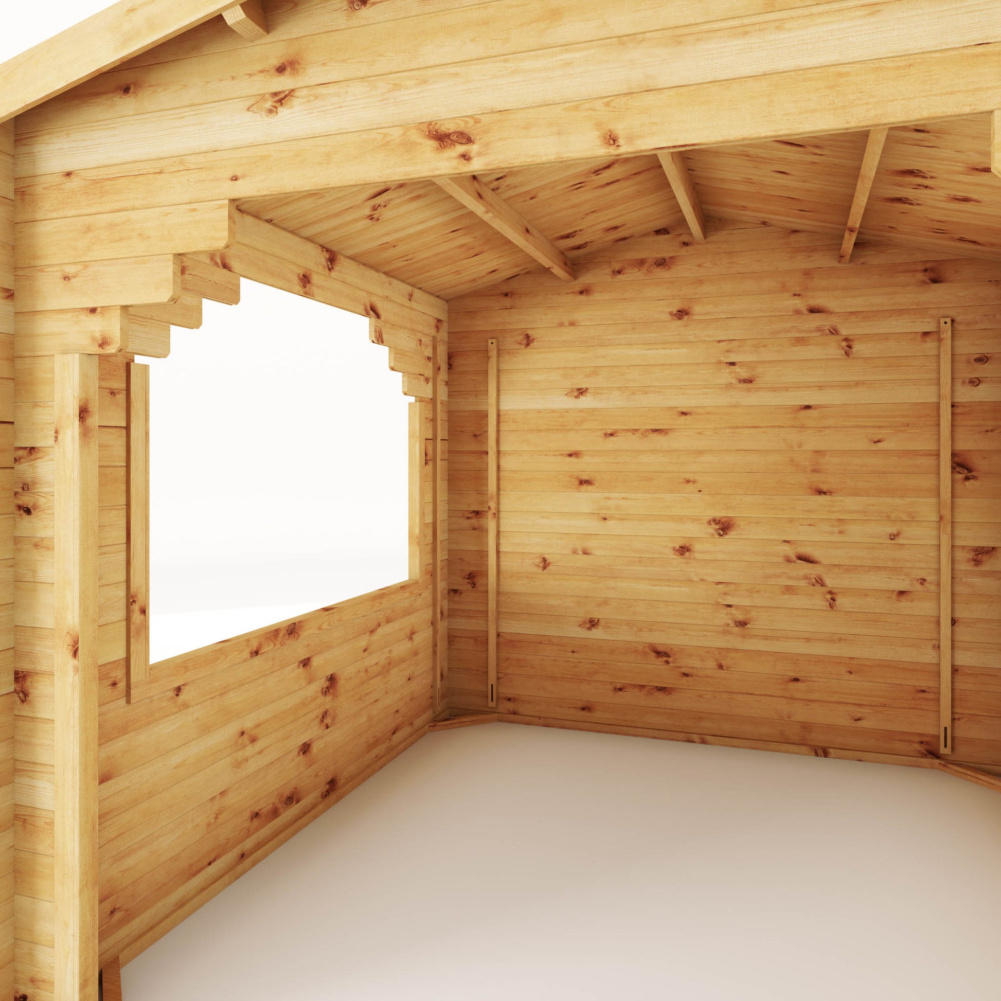 A gazebo made out of log cabin boards, ideal for a hot tub cover in the garden