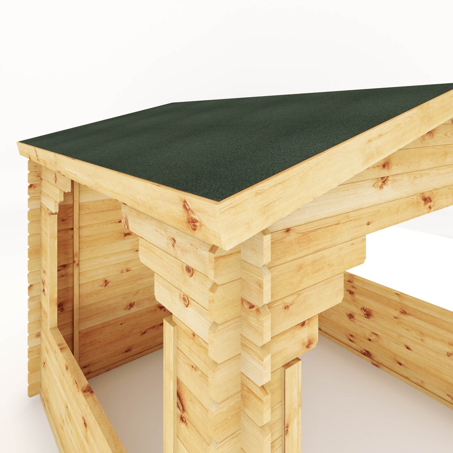 A gazebo made out of log cabin boards, ideal for a hot tub cover in the garden