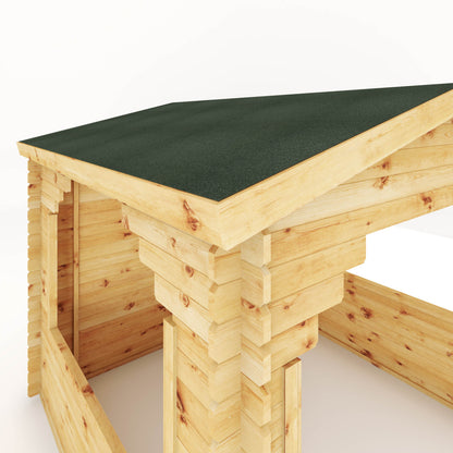 A gazebo made out of log cabin boards, ideal for a hot tub cover in the garden