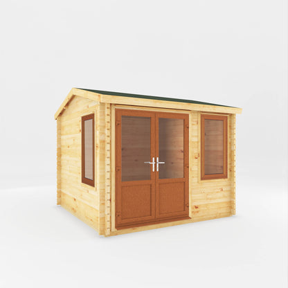 The 3m x 3m Robin Log Cabin with Oak UPVC