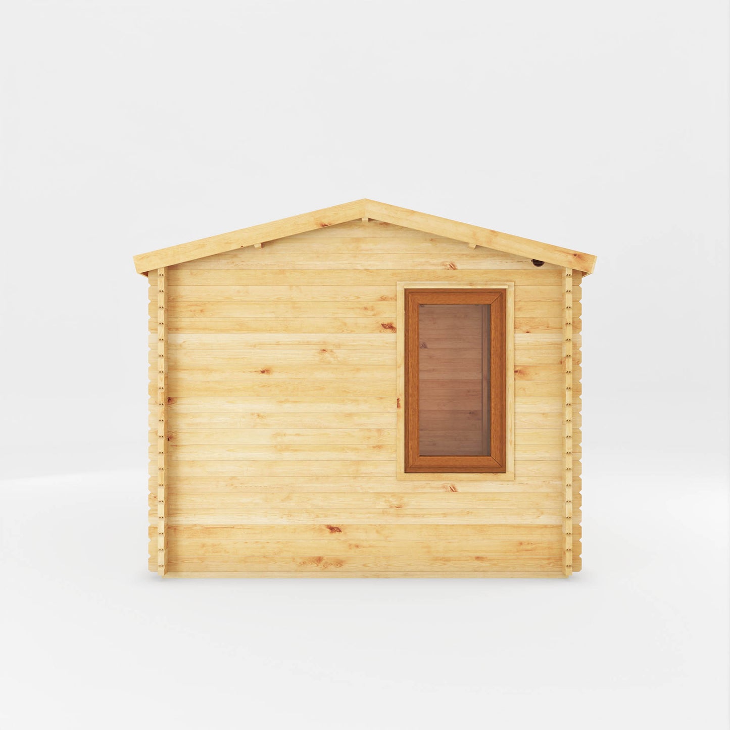 The 4.1m x 3m Robin Log Cabin with Side Shed and Oak UPVC