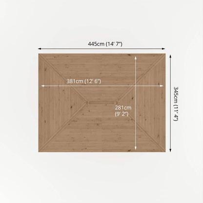 4m x 3m Pressure Treated Gazebo with Tongue & Groove Roof