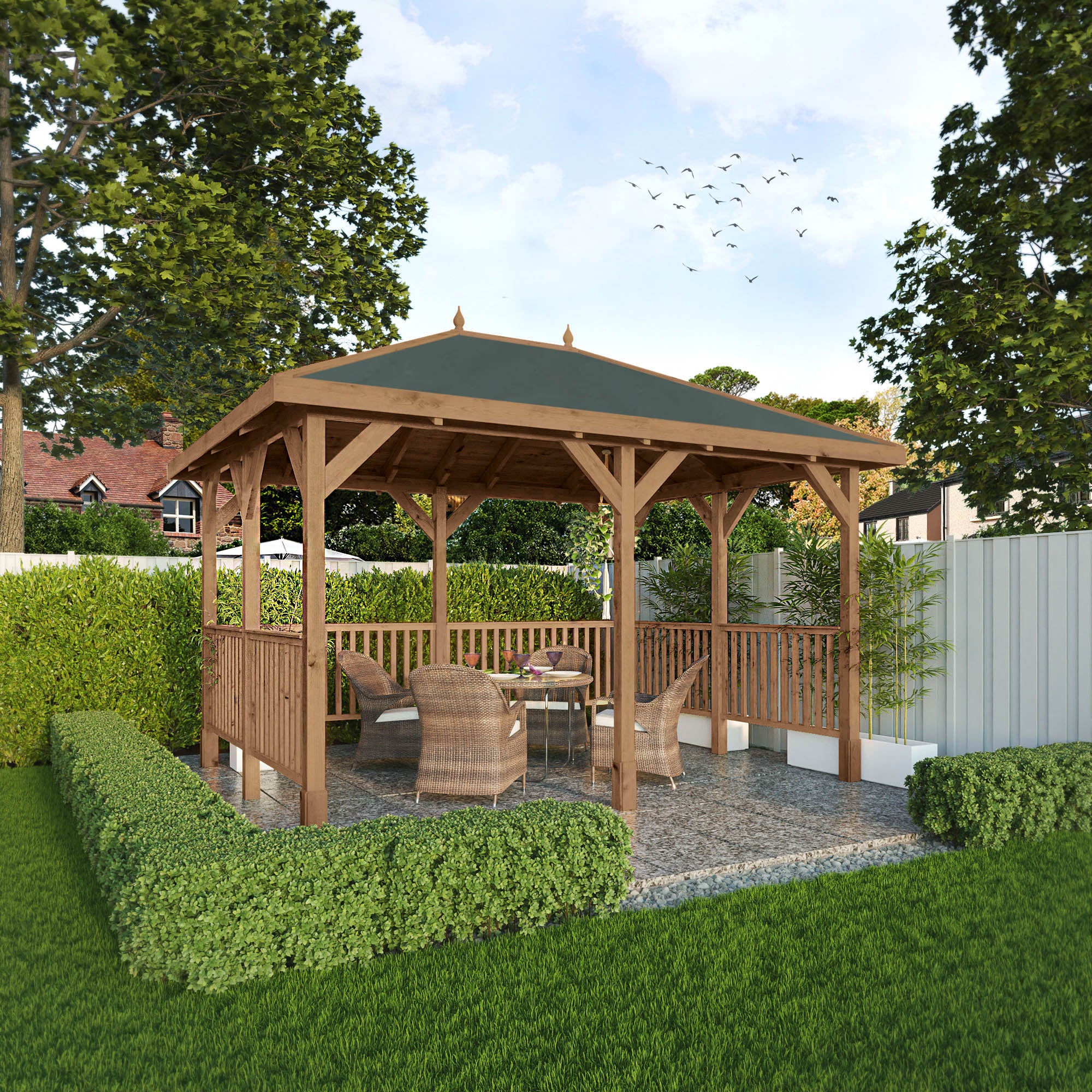 4m x 3m Pressure Treated Gazebo with Tongue & Groove Roof