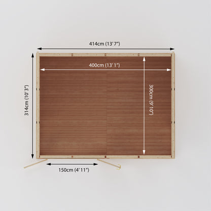4m x 3m classic insulated garden room birdseye dimensions