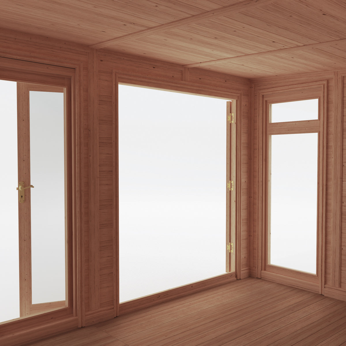 from the inside looking out of a 4m x 3m garden room
