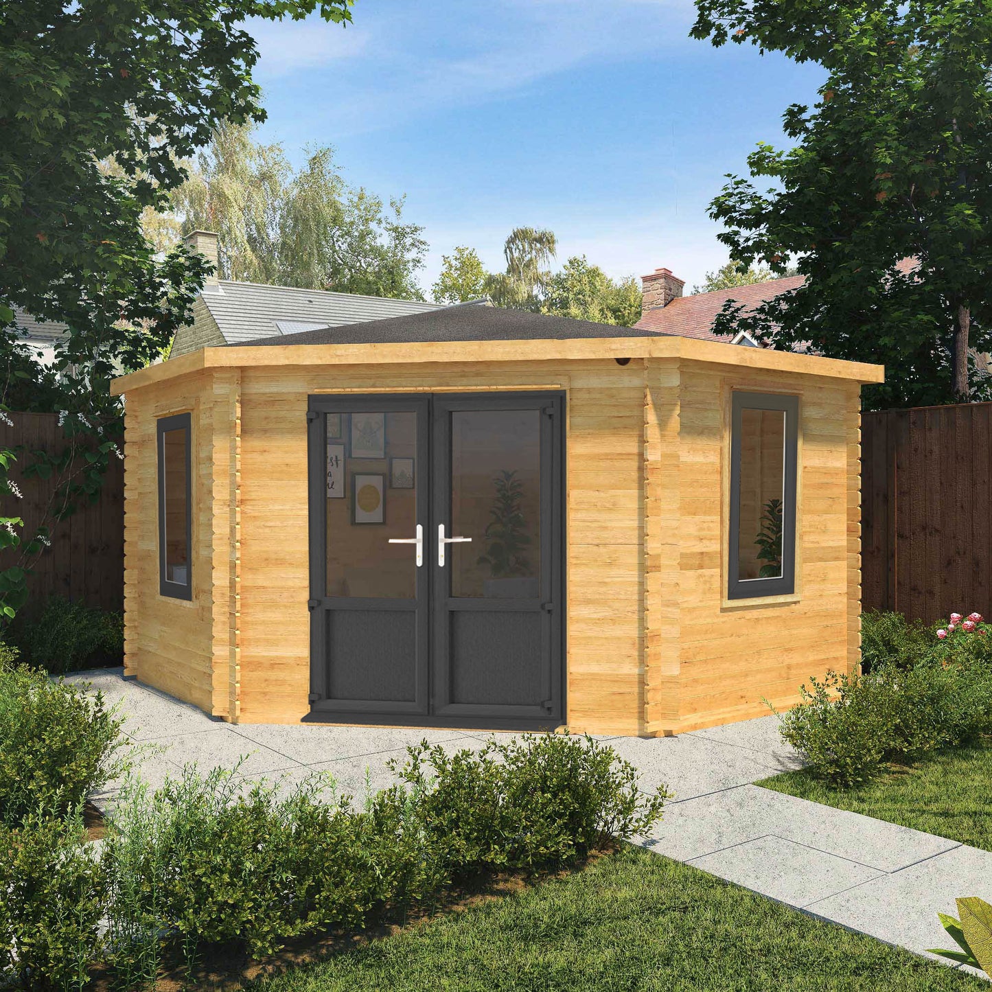 The 4m x 4m Goldcrest Corner Log Cabin