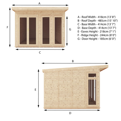 4m x 4m Classic insulated garden room specification diagram