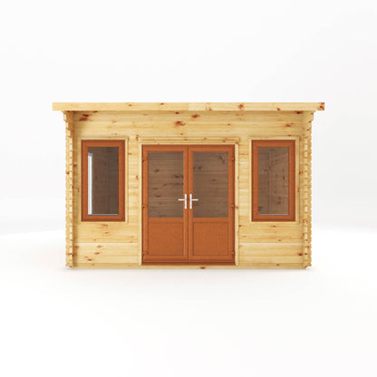 The 4m x 3m Tawny Curved Roof Log Cabin with Oak UPVC