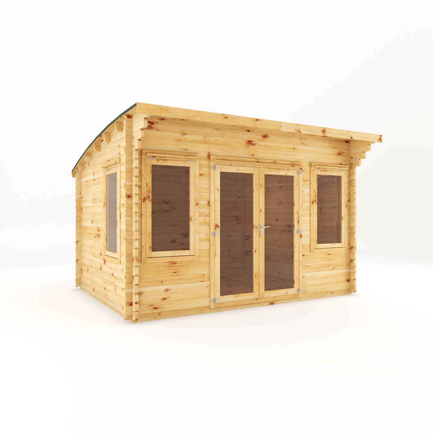 The 4m x 3m Tawny Curved Roof Log Cabin