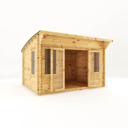 The 4m x 3m Tawny Curved Roof Log Cabin