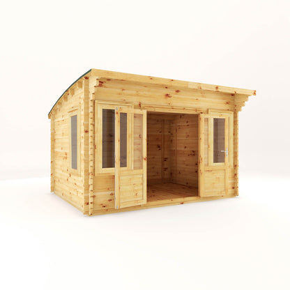 The 4m x 3m Tawny Curved Roof Log Cabin