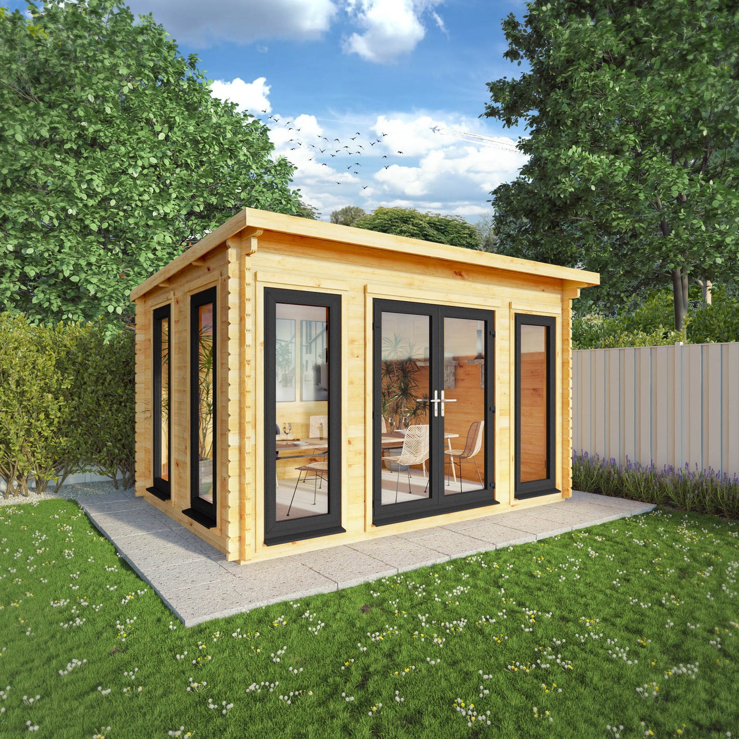 The 4m x 3m Wren Pent Log Cabin
