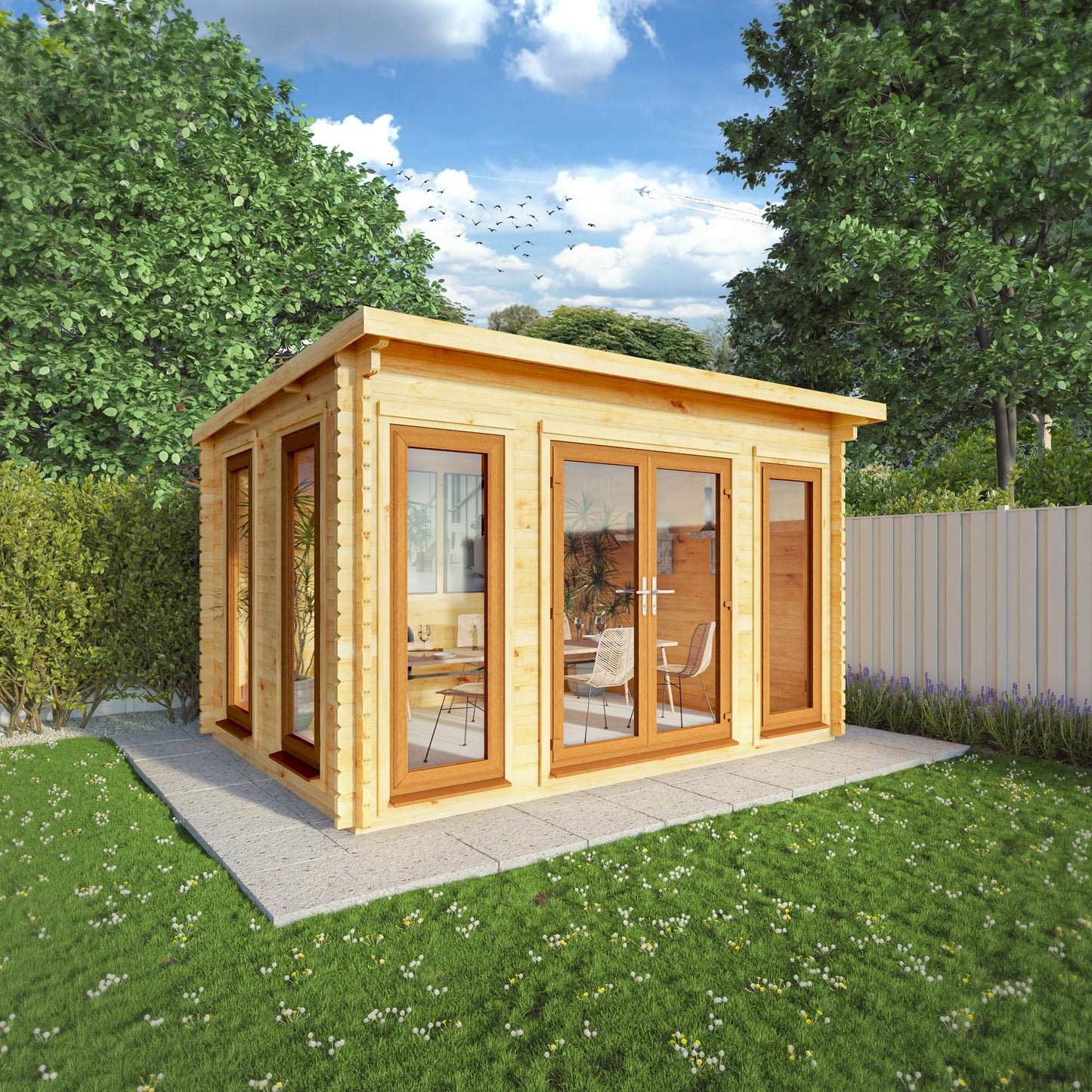 The 4m x 3m Wren Pent Log Cabin