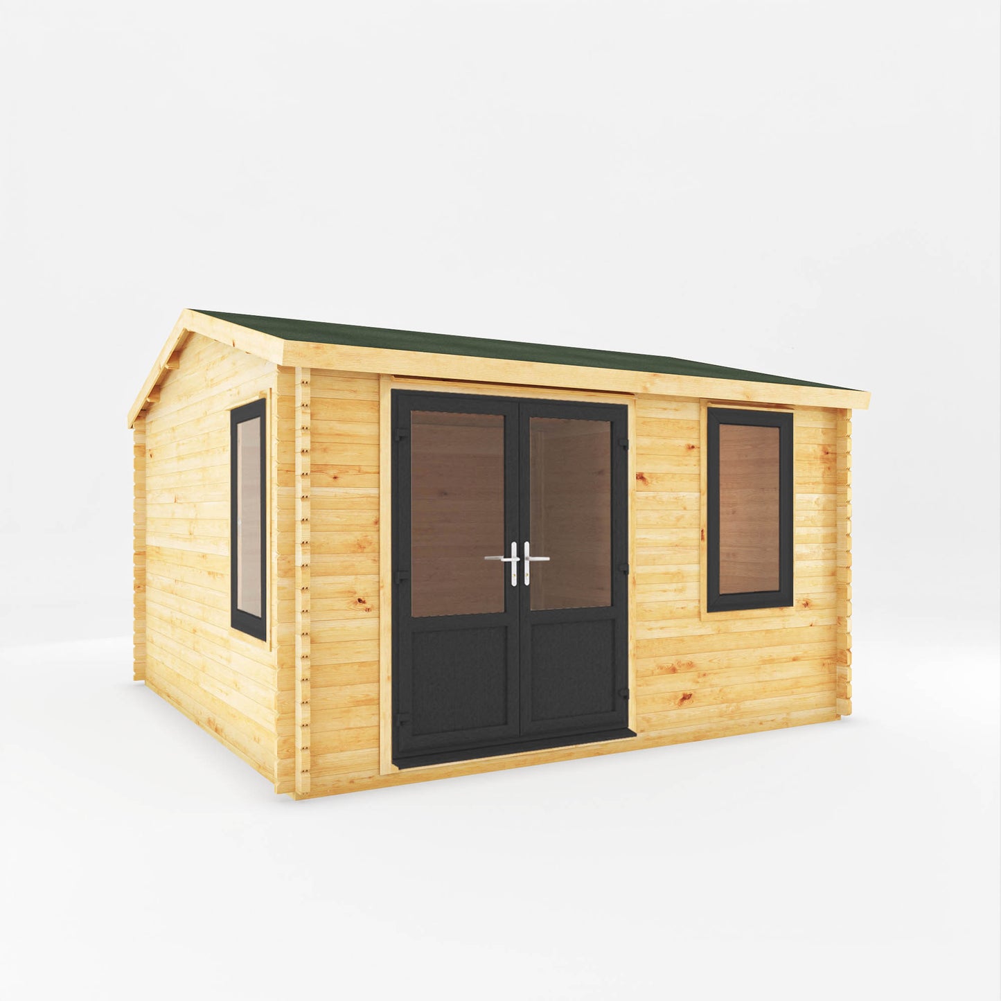 The 4m x 4m Robin Log Cabin with Anthracite UPVC