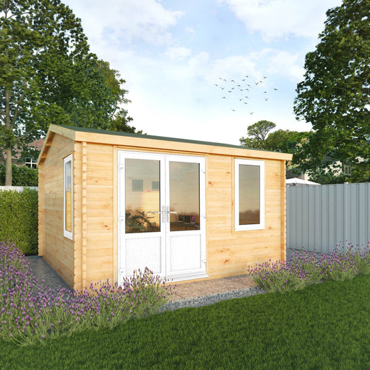 The 4m x 4m Robin Log Cabin with White UPVC