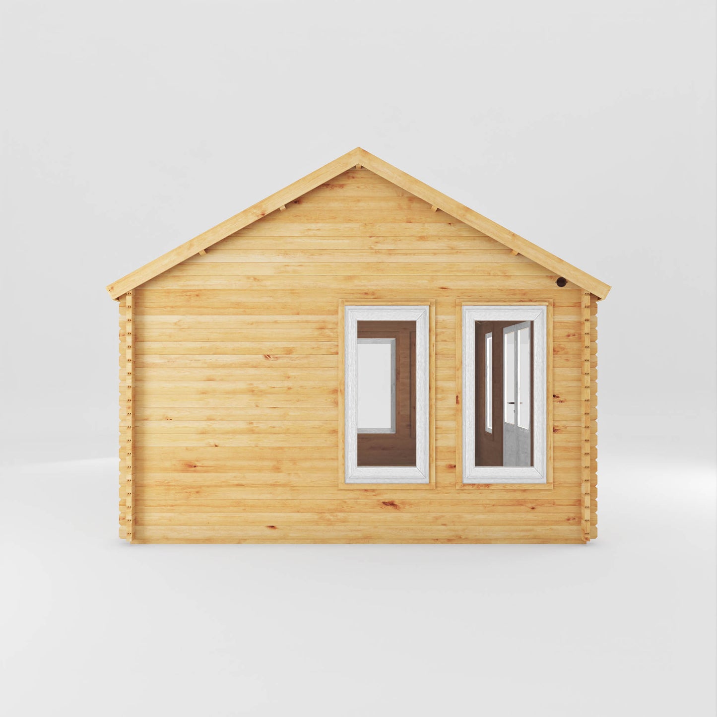 The 5.3m x 4m Grouse Log Cabin with White UPVC