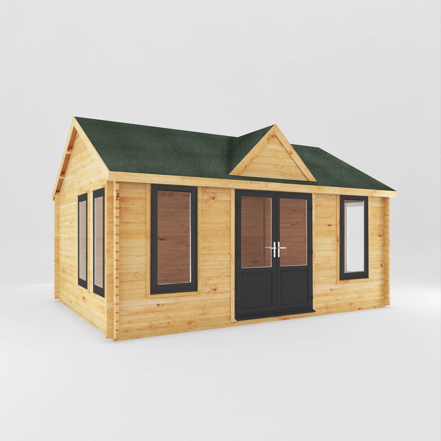 The 5.3m x 4m Grouse Log Cabin with Anthracite UPVC