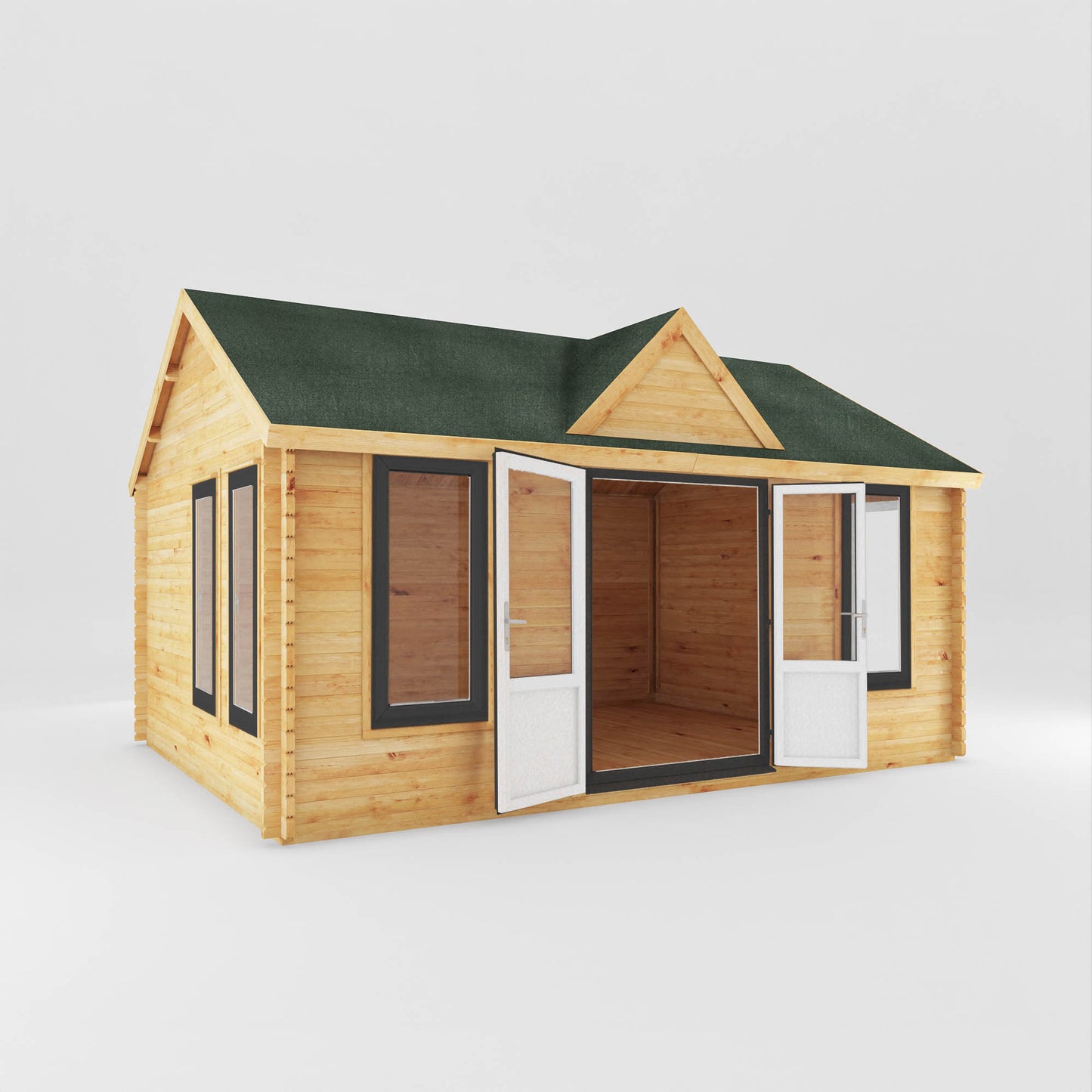 The 5.3m x 4m Grouse Log Cabin with Anthracite UPVC